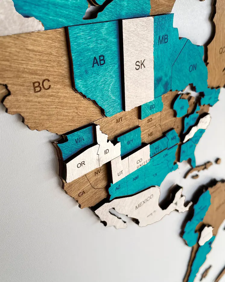 Wooden World Map 3D effect | LAZUR