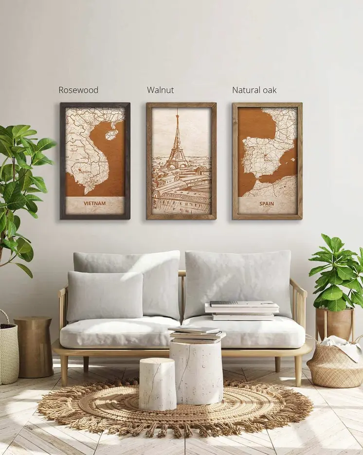Wooden picture of  Eiffel Tower, in an oak frame