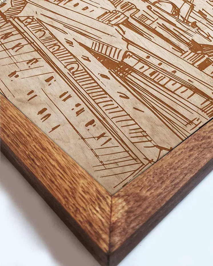 Wooden picture of  Eiffel Tower, in an oak frame