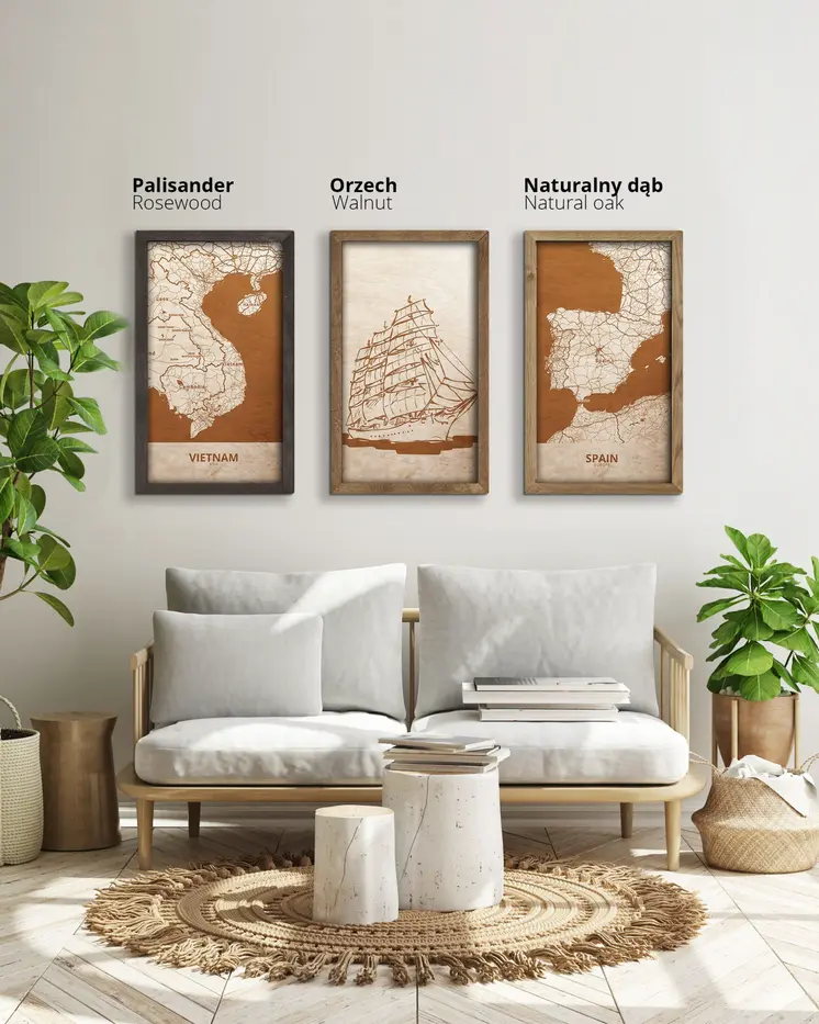 Wooden picture of Sailing ship in an oak frame