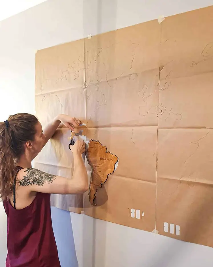 Colored Wooden World Map​ Oak