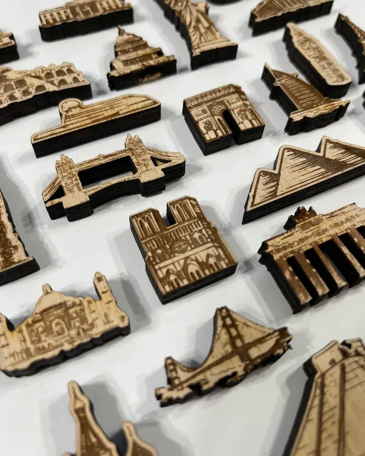 City symbols for the wooden World Map