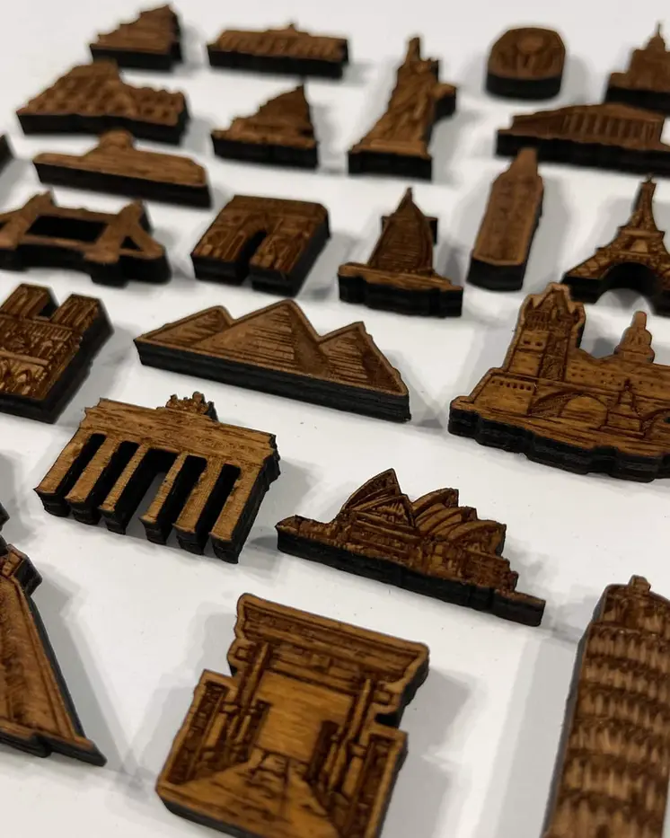 City symbols for the wooden World Map