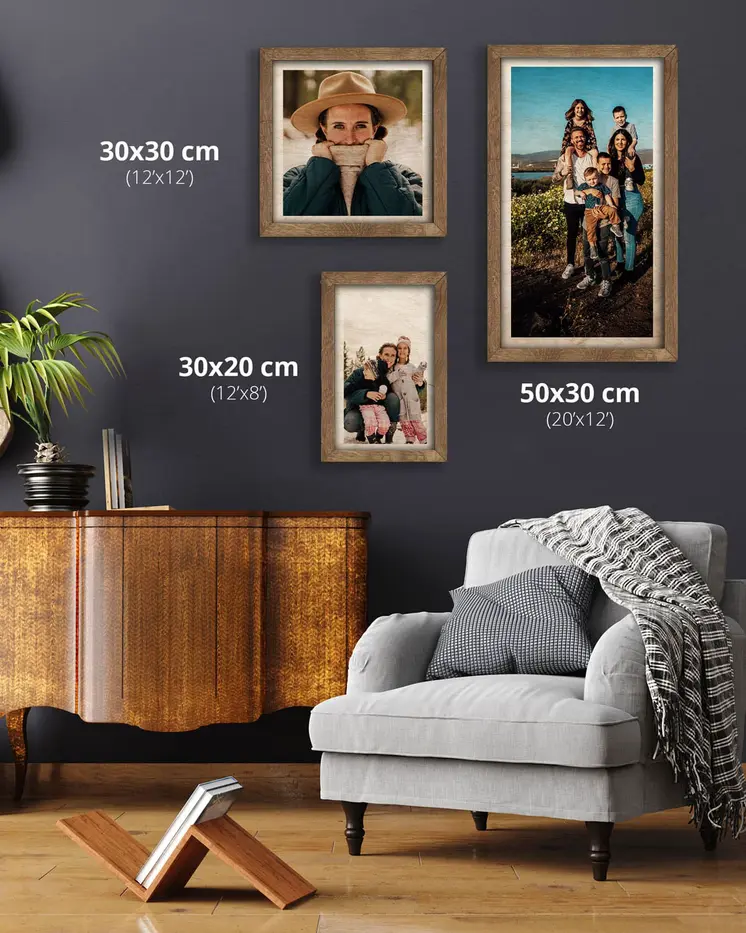 Wooden picture of Your Photo, in an oak frame