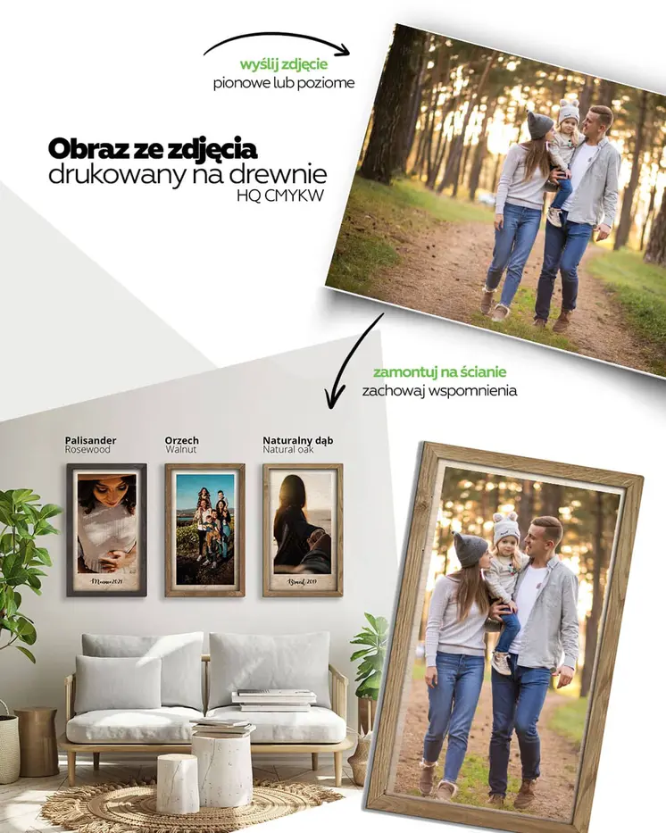 Wooden picture of Your Photo, in an oak frame