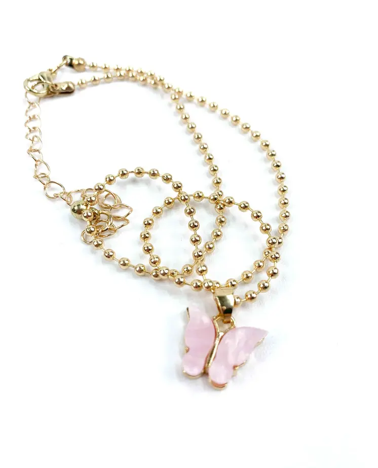 Collar mariposa rosa