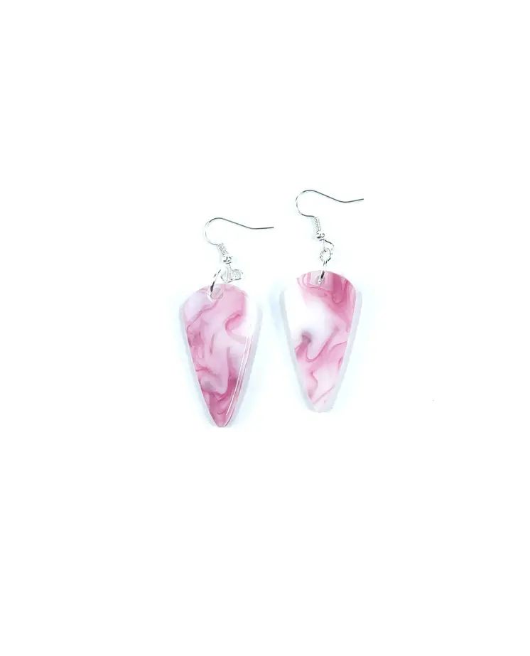 Pendientes cónicos rosa y blanco