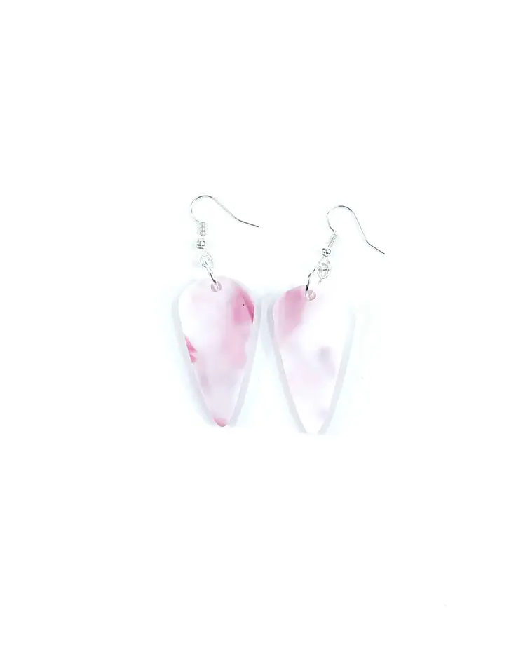 Pendientes cónicos rosa y blanco