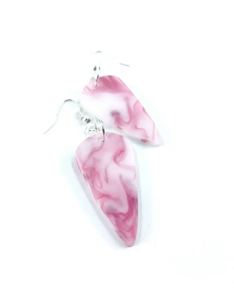 Pendientes cónicos rosa y blanco