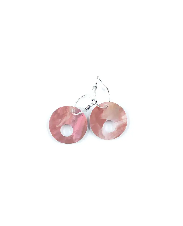 Pendientes circulares blanco y rosa