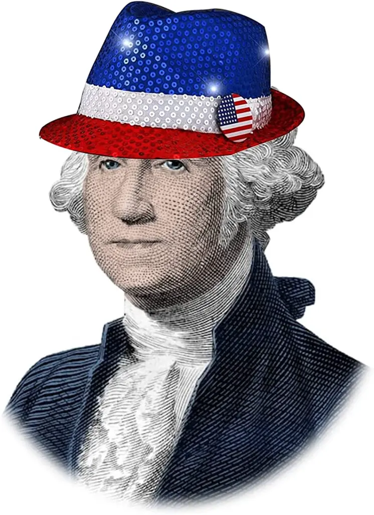 USA Flashing Fedora Hat with Red White and Blue Sequins