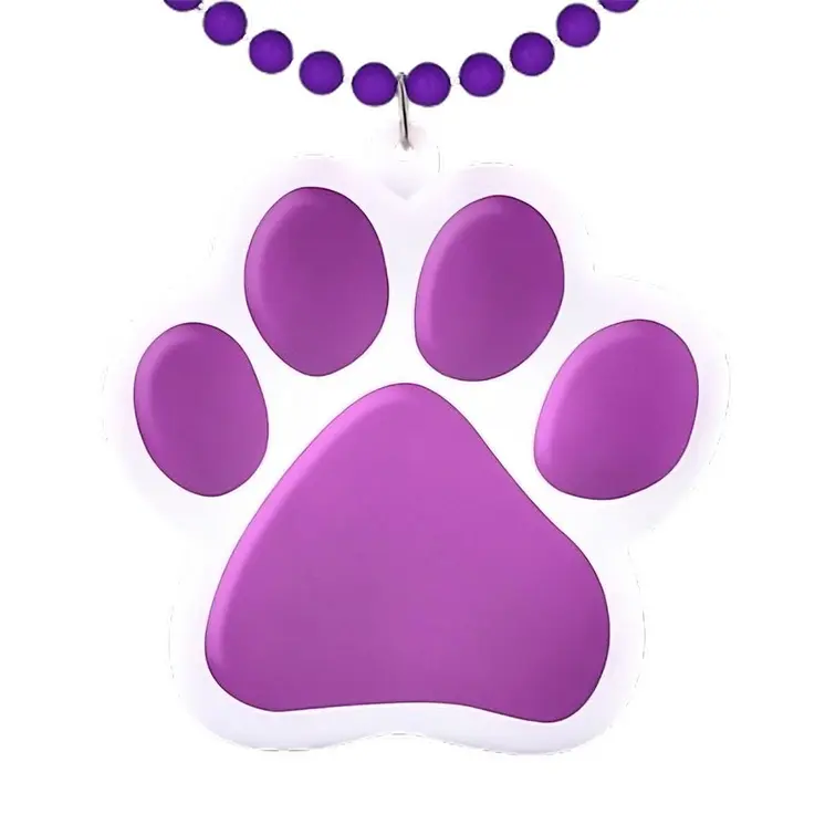 Light Up Purple Paw Print Charm Necklace