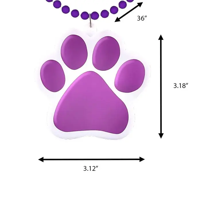Light Up Purple Paw Print Charm Necklace