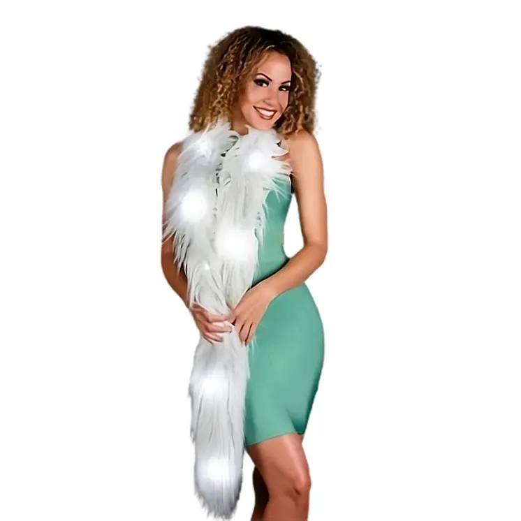 LED Faux Fur Boa White