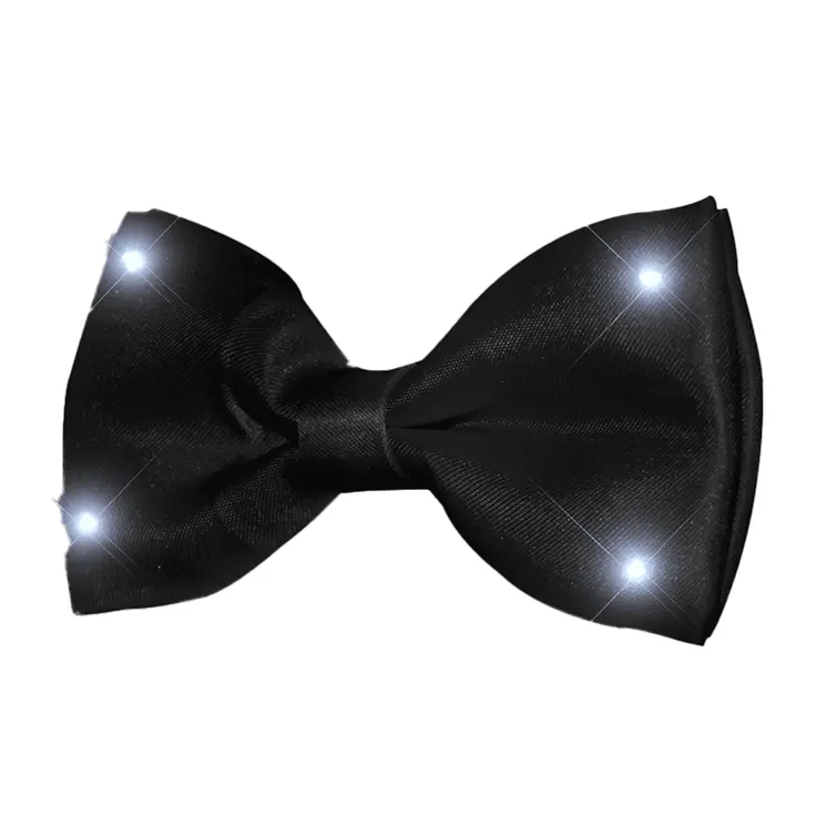 Black Bow Tie with White LED Lights