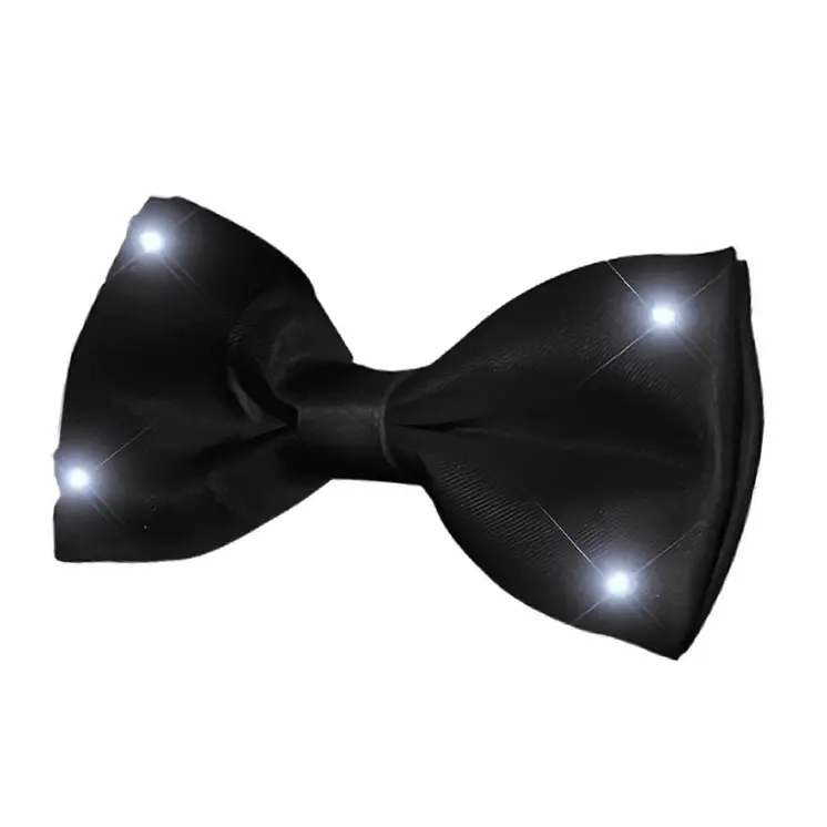 Black Bow Tie with White LED Lights