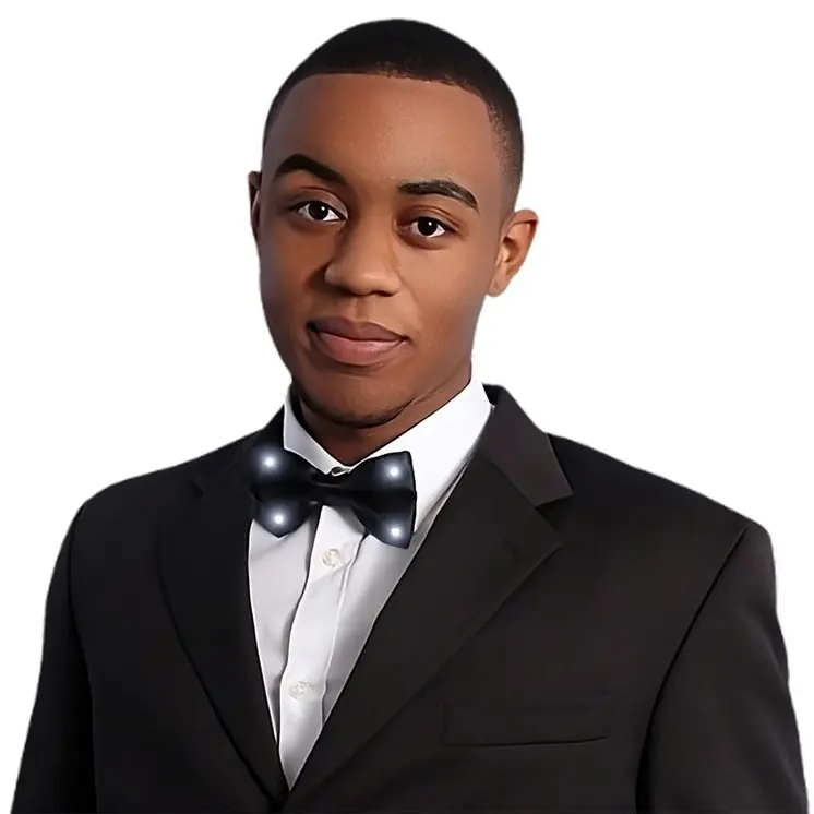 Black Bow Tie with White LED Lights