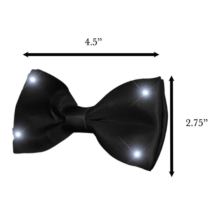 Black Bow Tie with White LED Lights
