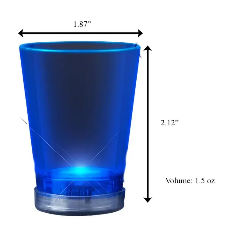 Light Up Blue Shot Glass on Blue Beaded Necklaces