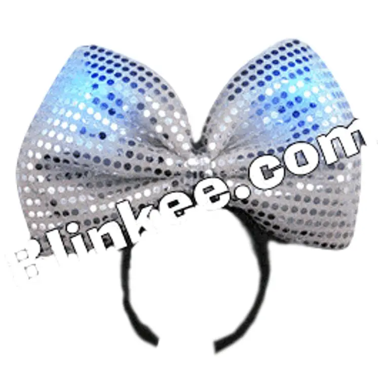 LED Silver Sequin Bow Headband