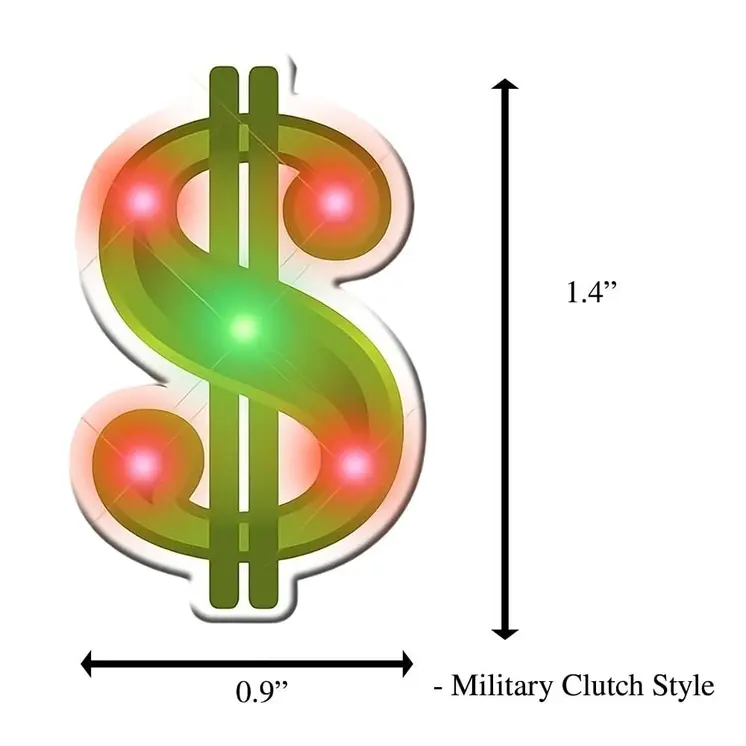 Dollar Sign Flashing Body Light Lapel Pins