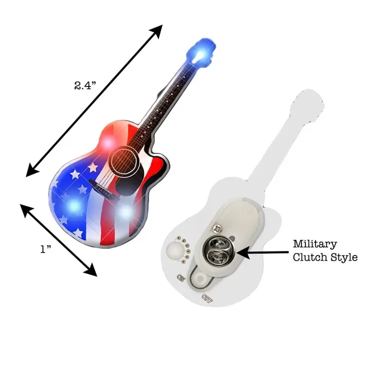 USA Guitar Flashing Body Light Lapel Pins