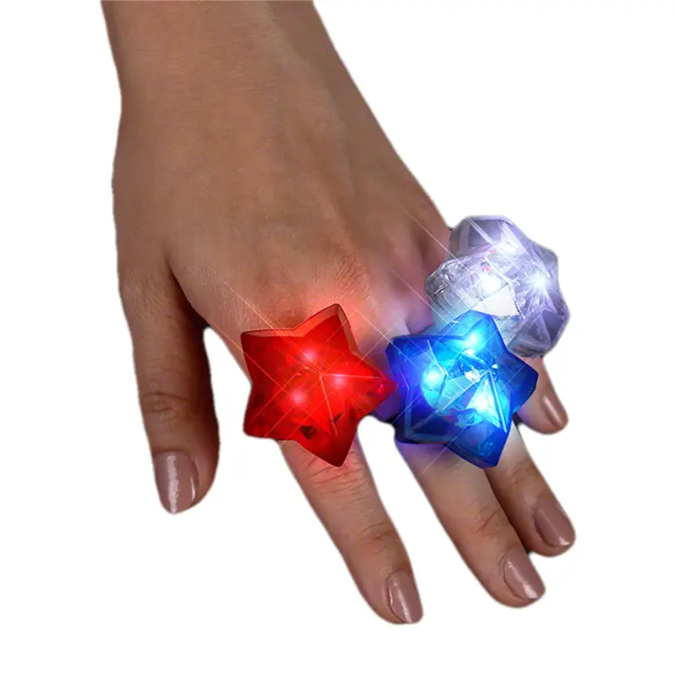 Huge Gem Star Ring Red White Blue Pack of 24