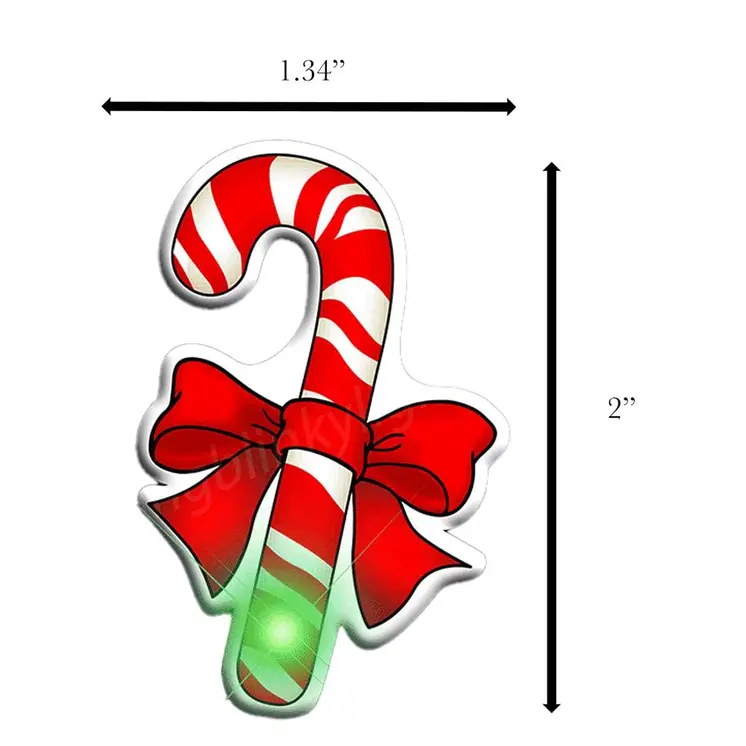 Candy Cane Flashing Blinky Body Light Lapel Pins