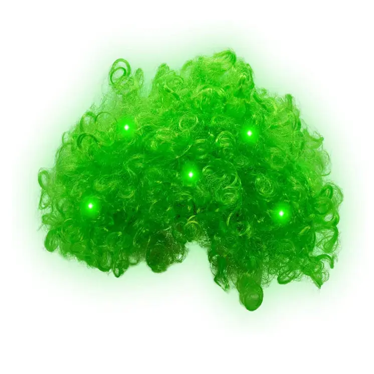 Green Afro Wig with Flashing LEDs
