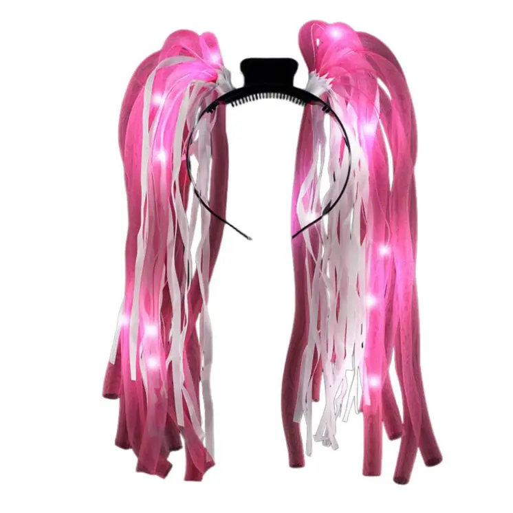 Pink LED Noodle Headband Flashing Dreads