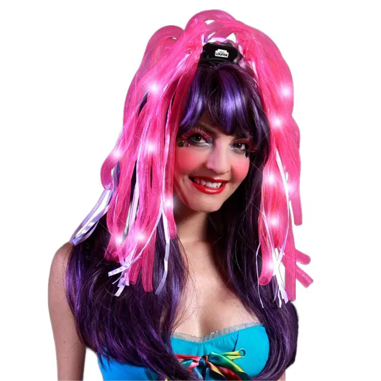Pink LED Noodle Headband Flashing Dreads