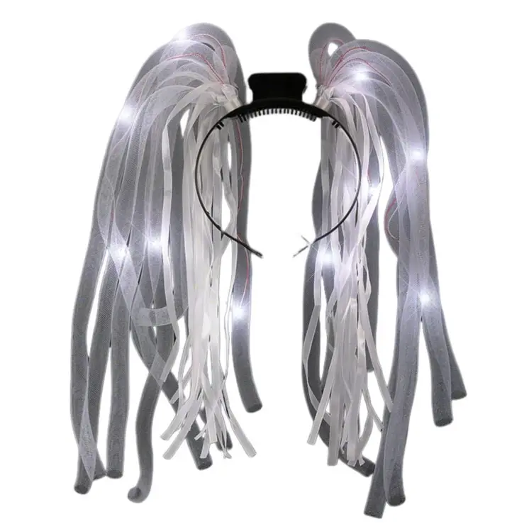 White LED Noodle Headband Flashing Dreads