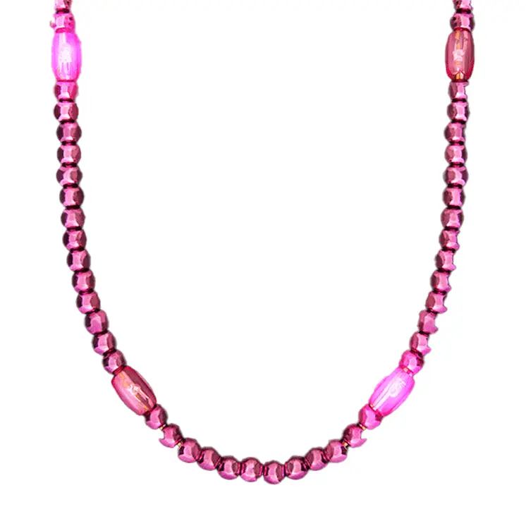 LED Necklace with Pink Beads