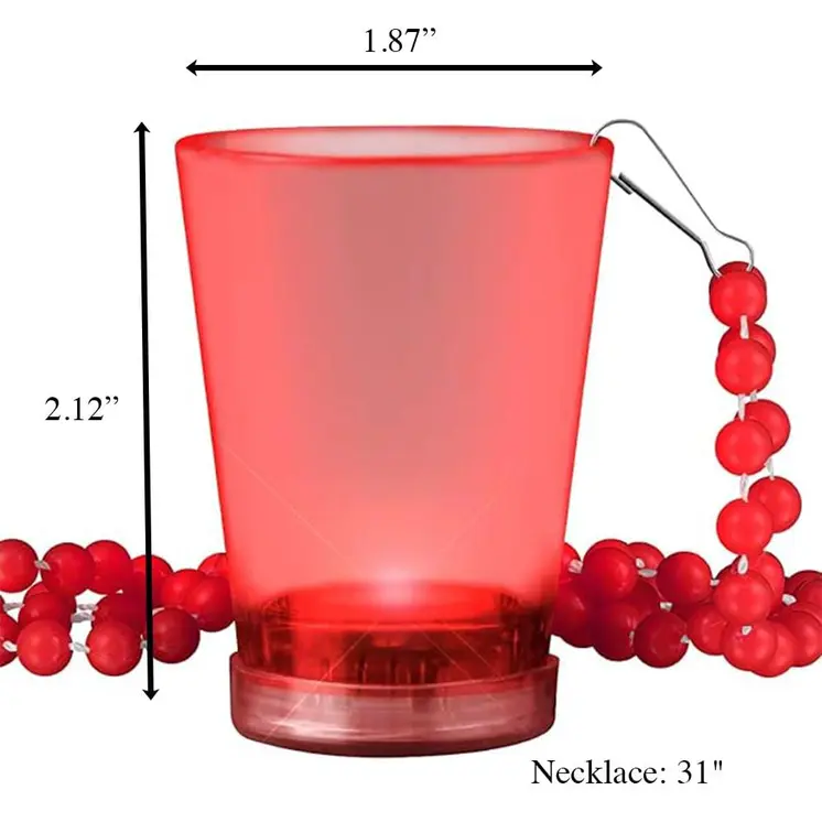 Light Up Red Shot Glass on Red Beaded Necklaces