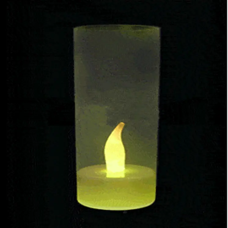 LED Yellow Flame Pillar Candle