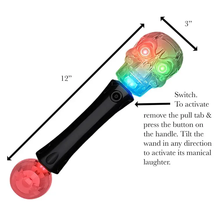 LED Flashing Spooky Cackling Skull Wand