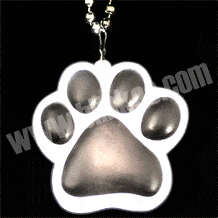 Light Up Black White Paw Print Charm Necklace