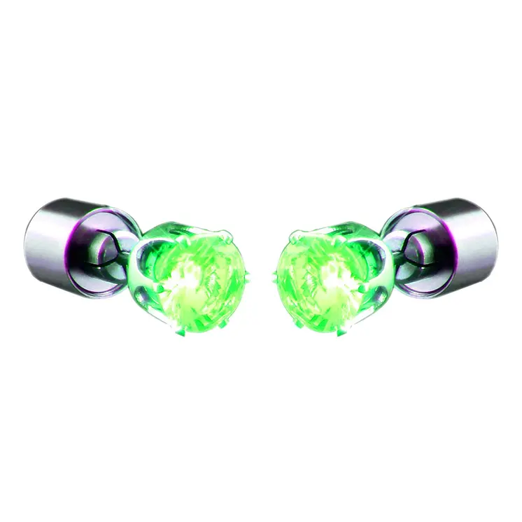 LED Faux Diamond Pierced Earrings Green