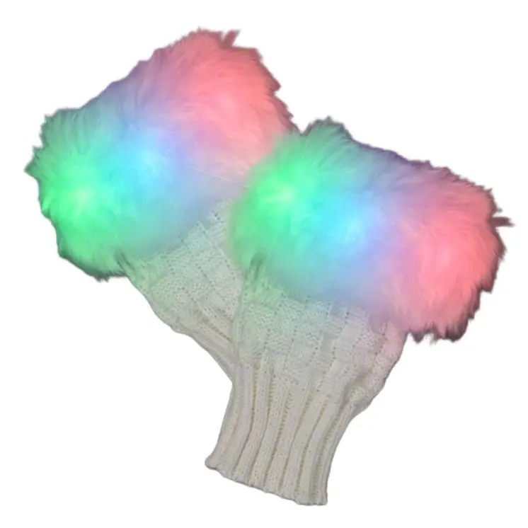 Faux Fur LED Fingerless Gloves