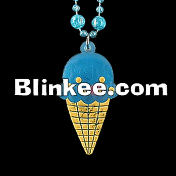 Light Up Ice Cream Cone Beaded Necklace Blue