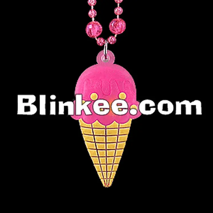 Light Up Ice Cream Cone Beaded Necklace Pink