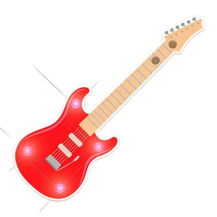 Red Guitar Flashing Body Light Lapel Pins