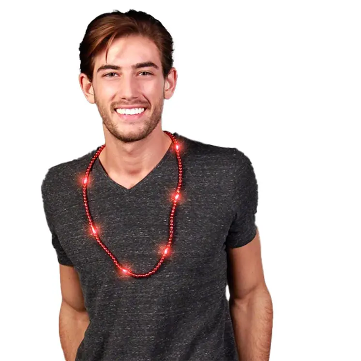 LED Necklace with Red Beads