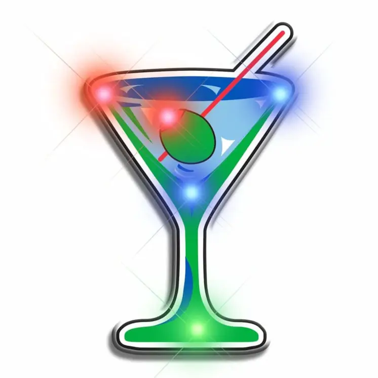Martini Flashing Body Light Lapel Pin
