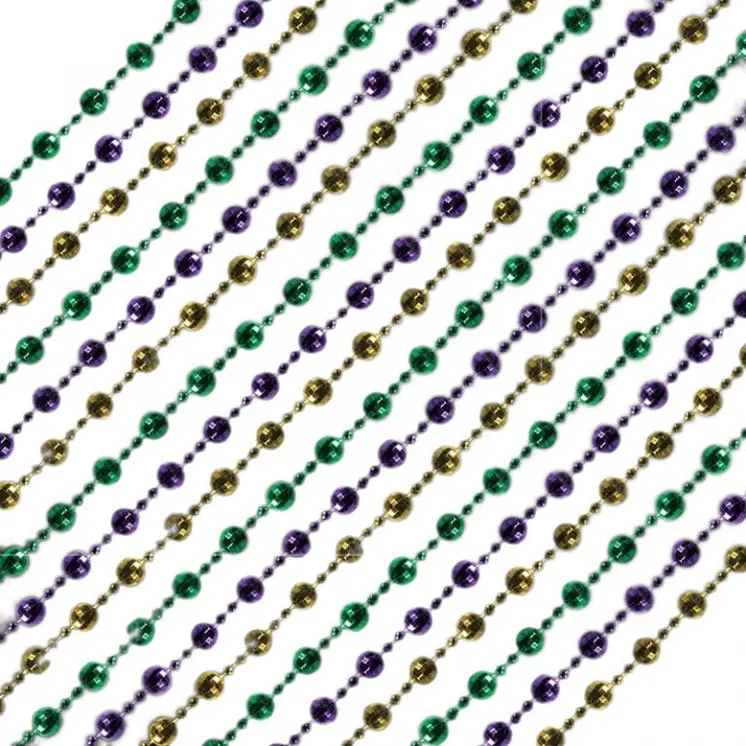 Round Disco Bead Necklaces Purple Gold and Jade Pack of 12