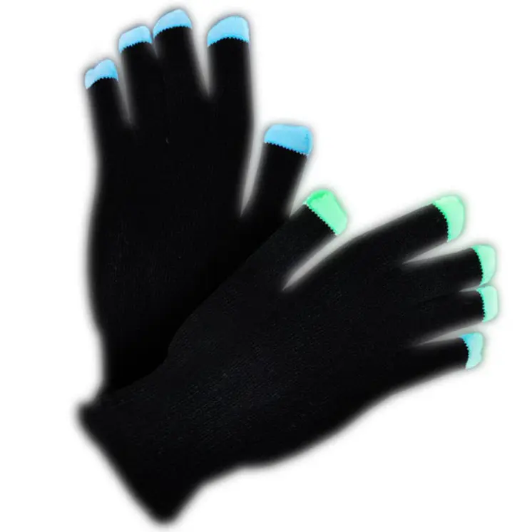 LED Black Gloves Rainbow LEDs