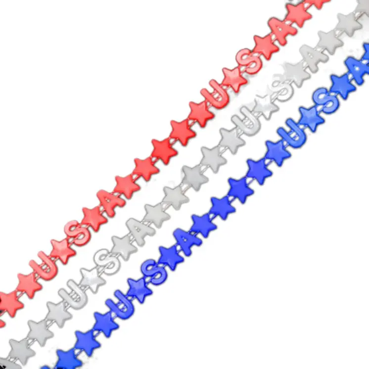 Red White and Blue USA Stars Necklace Pack of 12