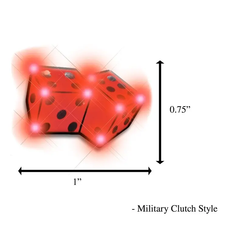 Dice Flashing Battery Operated Body Light Lapel Pins