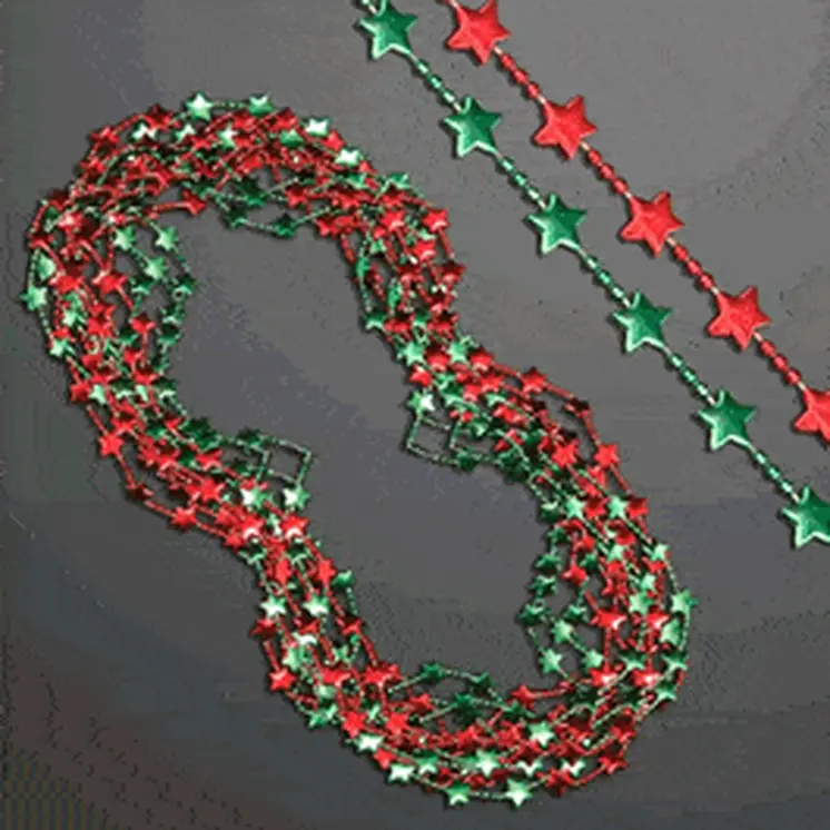 Red and Green Holiday Stars Necklace Pack of 12