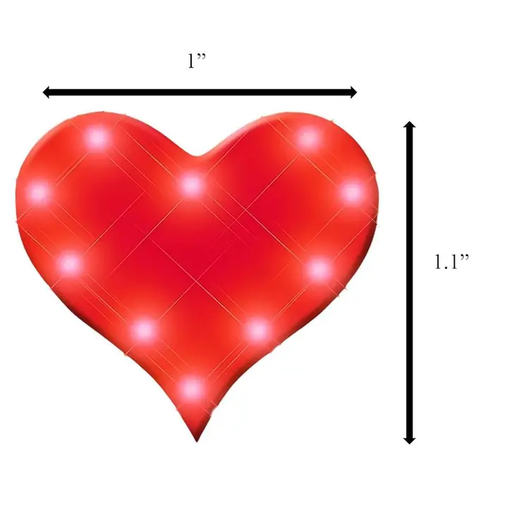 Red Heart Flashing Battery Operated Body Light Lapel Pins